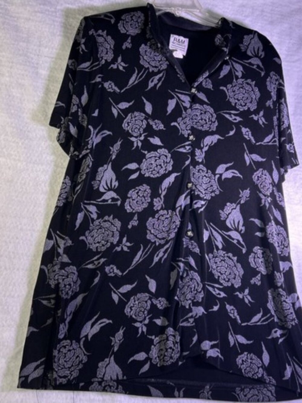 R&M RICHARDS women Acetate glitter floral button down collar jacket 16 USA made